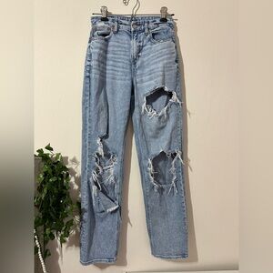 American Eagle Outfitters Women’s Curvy 90’s Straight Distressed Jeans